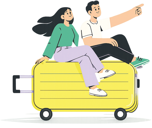 Illustration de voyageurs pour les portes ouvertes de l’agence de Heppignies